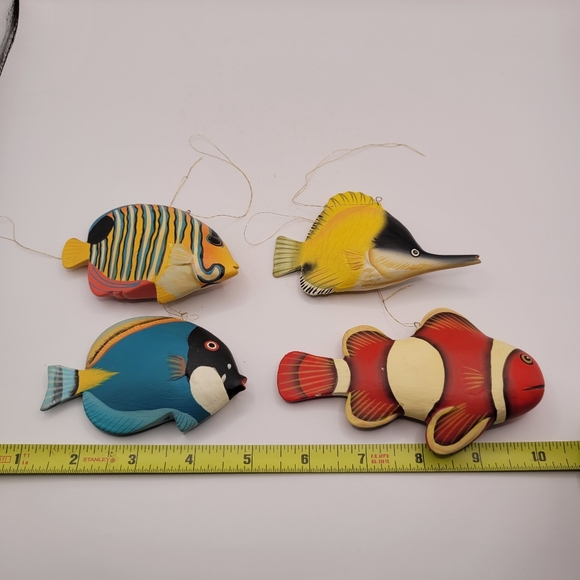 Hand Painted Wood Fish Ornaments - Picture 6 of 7